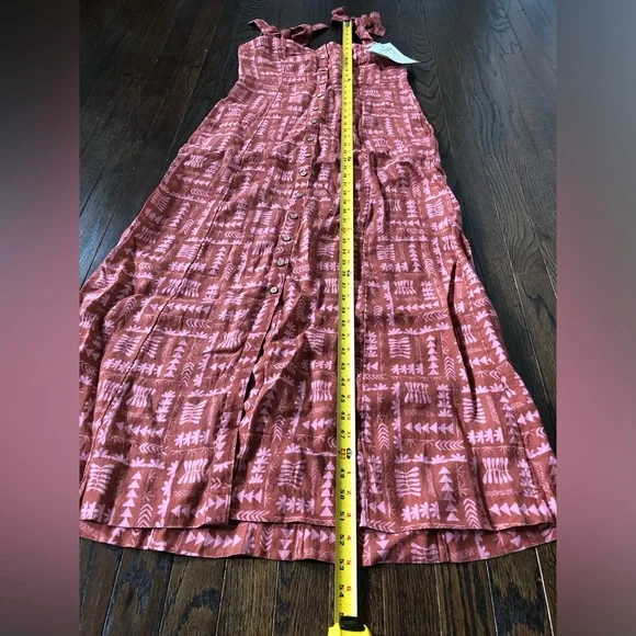 *NWT* Faherty Women's S Anna Kahalekulu Kendall Orange 100% Linen Maxi Sundress - Picture 11 of 16